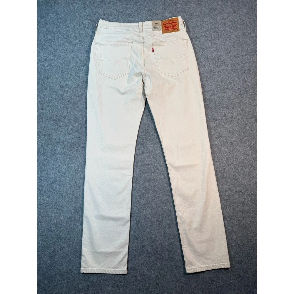 Levis 514 Straight Fit Mens Jeans 32x34 Off White Cream Stretch Denim Pants